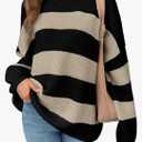 Striped Sweater for Women Fall Winter Mock Neck Long Sleeve Oversized Chunky Knit Casual Trendy Pullover Tops Large