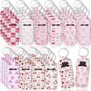 Quelay 40 Pcs Pink Lipstick Holder Keychain Bulk Preppy Bow Lip Gloss Sleeve Lip Balm Holder Gifts for Women