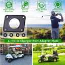 Charger Port Adapter Plate 4-Holes Fit for EZGO TXT36 36V Golf Cart 120V Plug On-Board Charging Systems for Lithium Battery Conversion Kit Golf Cart Accessories Contains 4Pcs Gasket Black