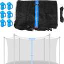 Zoomster Trampoline Enclosure Net with Pole Cap, Replacement Safety Enclosure Net for 6 Straight Poles Round Trampoline, Breathable and Weather-Resistant, 14FT Trampoline Net with Pole Cap