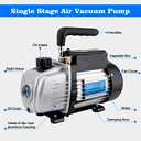 AC Vacuum Pump and Gauge Set - HVAC Vacuum Pump Kit with R134a Gauge Set, 3CFM 1/4HP Single Stage Rotary Vane Pump for AC Maintenance, Automotive Air Conditioning & Refrigeration