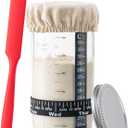 BOOMIBOO 24 oz Sourdough Starter Jar, Glass Jars Fermentation Kit, Sourdough Starter Kit with Date Marked Feeding Band, Thermometer, Cloth Cover & Metal Lid, Instruction Book