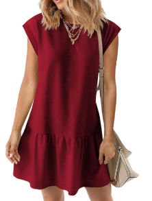 BLENCOT Womens Summer Dresses Casual Cap Sleeve Spring Ruffle Mini Sporty Sweatshirt Trendy Tshirt Dress