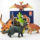 6pc Jumbo Dinosaur Set, 13-15" Blue Velociraptor & T-Rex, Soft Toys for Kids, Perfect Party Favors & Birthday Gifts (Jumbo Dinosaurs)