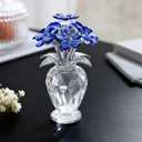 Crystal Flower Figurine Faceted Glass Blue Forget Me Not Statue Paperweight Gift for Her Collectible Ornament Desk Home Decor