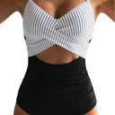 Eomenie Women's One Piece Swimsuits Tummy Control Cutout High Waisted Bathing Suit Wrap Tie Back 1 Piece Swimsuit, Size L