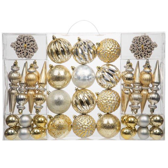 92pcs Christmas Ball Ornaments Christmas Tree Decoration Set with Srtings Shatterproof Christmas Baubles for Christmas Holiday Wreath Garland Party Decoration Gold-Silver