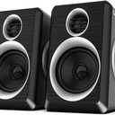 2.0 Computer Speakers, PC Speakers 3.5mm Aux Input, USB-Powered Small PC Speakers with Deep Bass, Suitable for Desktop Computers/Laptops Built in 4 Speaker Diaphragms (Black+Sliver)