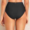 Zmart Women's High Waisted Bikini Bottom - Full Coverage Tummy Control Swimsuit Bathing Suit Swim Bottoms (Black, XXL)