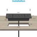 HHSOET 45W Fast Charging Recessed Power Strip Flat Plug, 13 in 1 Furniture Outlet with USB, Conference Recessed Surge Protection Socket with 5 AC Plugs, 6 USB Ports 2 USB-C, 10ft Power Cord.(Black)