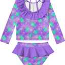 RAISEVERN Little Girls Two Piece Rash Guard Swimsuit Set Bathing Suit UPF Sun Protection 1-5 Years