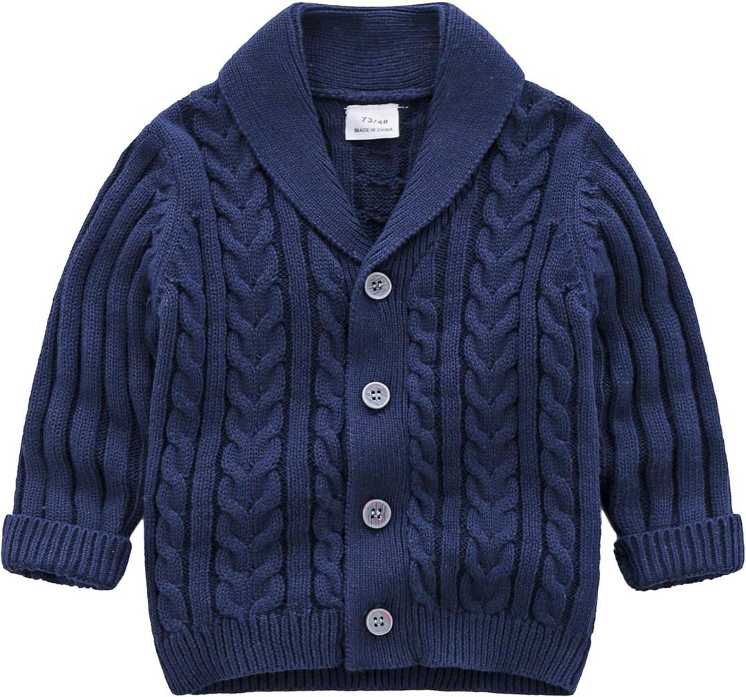 Feidoog Infant Baby Boys Cardigan Crochet Sweater V-NeckToddler Knit Button up Knitted Pattern Pullover Sweatshirt (3-6 Months)