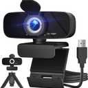 RUWBY Full HD 1080P Webcam with Microphone and Rotatable Tripod, Light Correction, Wide Angle and Plug and Play Video Camera for Desktop PC or Laptop