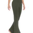 EGOCKAL Women's Flare Leggings Bootcut Yoga Pants High Waisted Bell Bottom Workout Dress Pants with Pockets Army Green (M)