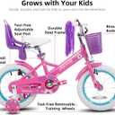 JOYSTAR Little Daisy Kids Bike for Girls Boys Ages 2-7 Years, 12 14 16 Inch Girls Bikes with Doll Bike Seat & Streamers, Boys Bike with Flag & Number Plate, Multiple Colors, 14 Inch with Training Wheels