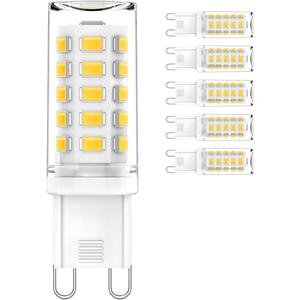 G9 LED Bulb 4W, 40W Halogen Equivalent, Non-dimmable, 450LM, 4000K Neutral White,Flicker Free 360 Beam Angle Energy Saving, No Flicker, 120V, Chandelier Lighting, Ceramic Base (6 Pack)