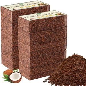 Halatool 10-Pack Coco Coir Bricks, Organic Coconut Coir Soil for Plants, Gradening, Seed Starter, Potting Mix, Reptile Substrate, 72 Quart Expanding Soil (EXP 12/19/36)