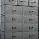 WLIVE Tall Dresser for Bedroom, Fabric Dressers Storage Tower, Dresser & Chest of Drawers Organizer Unit with 11 Drawers, Storage Cabinet, Hallway, Closets, Steel Frame, Wood Top (A-dark Grey)