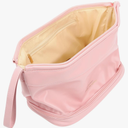 Leather Makeup Bag for Women Double Travel Toiletry Organizer Portable Zipper Pouch for Cosmetics and Sundries for Daily Use and Travel