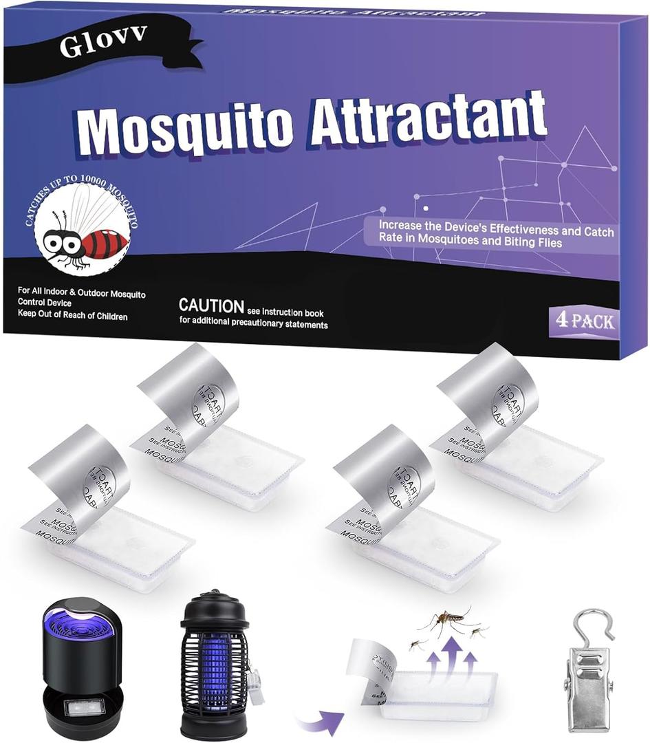 4 Pack Mosquito Attractant Bait Refill, Mosquito Bait Lure for Bug Zapper & Fly Traps, Compatible with All Flying Insect Mosquitoes Trap