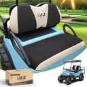 10L0L Golf Cart Seat Covers Universal for Yamaha Club Car Precedent Standard Front Seats, Breathable Mesh Bench Seat Cover, No Drilling Seat Cushion, All-Season Comfort Cool in Summer & Warm in Winter (Black and Beige)