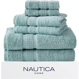 Nautica - Bath Towels, 100% Soft & Absorbent Cotton Towels, Fade Resistant and Zero Twist Construction, Medium Weight Bathroom Towels (Oceane Turquoise, 6 Piece)