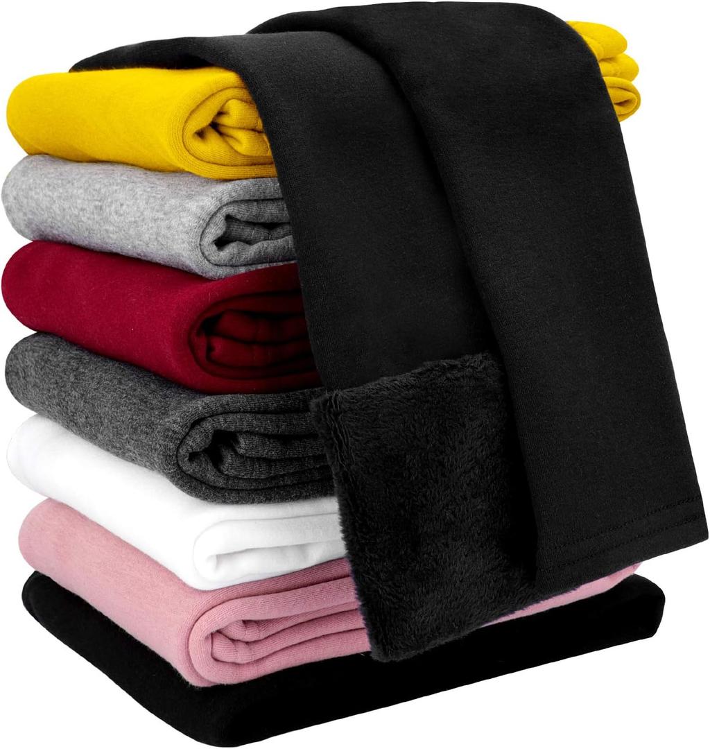 Auranso Girls Winter Warm Cotton Fleece Lined Leggings Thick Thermal Tights Pants (10-11 Years, Black)