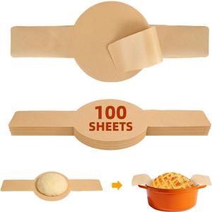 Sourdough Parchment Paper with Handles, 100Pcs Bread Baking Paper with Heatproof Handle for Dutch Oven & Air Fryer, No Wash & Eco-Smart for Beginners