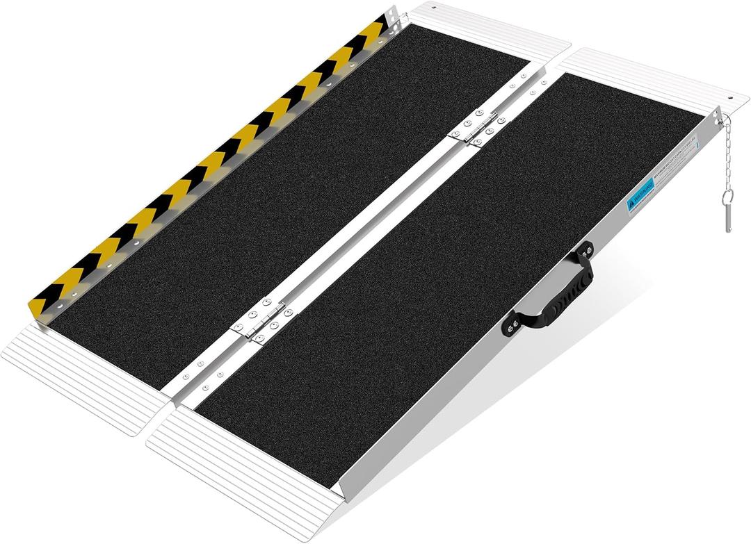 Portable Wheelchair Ramp 3FT, Non-Slip Aluminum Folding Handicap Ramp for Home Steps, 600LBS Capacity Threshold Ramp for Doorways, Stairs, Scooters