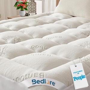 BEDLORE King Mattress Topper Viscose Derived from Bamboo, Thick Pillow Top Mattress Pad with Stretchable Pockets for 6"-18" Mattress, Soft Breathable Mattress Topper for Back Pain Relief(Dark Gray)