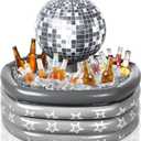 Bencailor Disco Ball Inflatable Cooler Inflatable Drink Cooler Disco Party Decoration PVC Blow up Ice Serving Buffet Bar for Summer Pool Party, 29.53 x 25.24 Inch