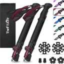 TheFitLife Collapsible Trekking Poles for Hiking  Lightweight Folding Walking Sticks for Men and Women with Extra-Long Foam Handle and Metal Flip Lock (100-120cm for 4'11''-5'7'' Height, Red)