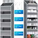 Over the Door Organizers Storage - 6 Shelf Hanging Storage shelves Door Organizer with Pockets, Anti Tilt 44 lb Load Behind Door Organizer for Bedroom,Nursery,Bathroom,Kitchen,Dorm,Shoe - 1 Pack,Grey