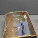 OIAHOMY Storage Baskets, Small Paper Rope Wicker Organizers with Wooden Handles, Baskets for Organizing, 2-Pack, Yellow (14.2"*10.8"*4.1")