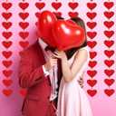 2 x 72 Felt Heart Garland, Pre-Strung Red Heart Decor for Valentines Day Decorations, Wedding, Anniversary, Birthday, Backdrop for Office, Classroom, Vaday Party Props