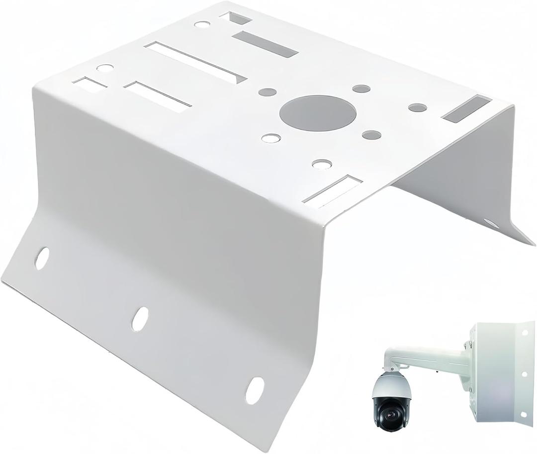 Column Pole Dome Mount Bracket Adapter,External Corner Wall Mount Iron Plate Vertical Bracket for PTZ CCTV Surveillance Camera Metal Holder