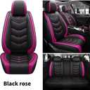 Comfortable Leather Auto Car Seat Covers Front & Rear Seat Protector Fit Sedan SUV 5 Seats Full Set Universal Fit (Black and Rose, Full Set)