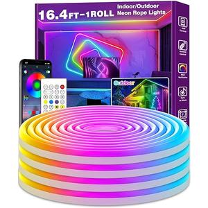 AILBTON 16.4Ft Neon Rope Lights,Flexible Led Rope Lights Control with App/Remote,Multiple Modes Rope Lights,IP65 Outdoor RGB Led Neons Lights,Music Sync Gaming Led Neon Light Strip for Bedroom Decor