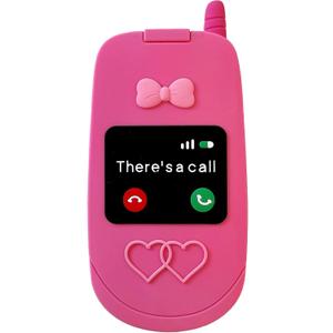 3D Retro Flip Phone Case,Cartoon Cute Kawaii Character Funny Retro Phone Mirror Kids Teens Girls Women Shockproof Soft Silicone Case for iPhone 17 Pro 6.3 inch