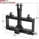 YITAMOTOR 3 Point Quick Hitch with 2" Receiver for Category 1, 3 Pt Tractor Trailer Hitch Attachments Drawbar Adapter with 2 Hay Spear Holes for CAT1 Tractors