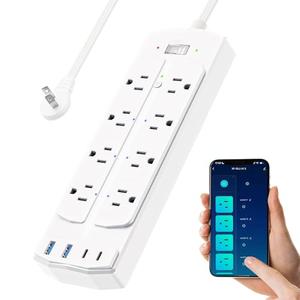 2 Prong Smart Power Strip, 1200J Surge Protector, Yozisital 2 Prong to 3 Prong Outlet Adapter, 5FT Flat Plug Extension Cord with 8 Outlets 4 USB Ports for Home Office