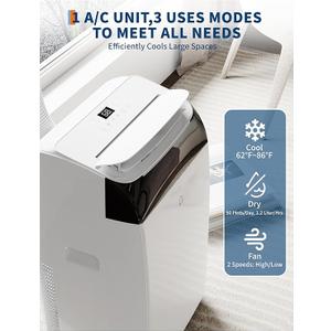 14000 BTU Energy-Efficient Portable Air Conditioner | 3-in-1 Cooling AC with Sleep Mode & Eco-Saving Design | Ventless Floor Unit w/ 3 Speeds Fan, Dehumidifier & Quiet Operation 
Home/Office