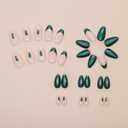 2 x Green Christmas Press on Nails Short Almond Fake Nails Glitter Green Nails Press ons with Xmas Tree Design,Reusable Artificial Nail Full Cover Glue on Nail Stick on Nails for Women Manicure 24Pcs