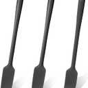 3 Pcs Small Spatulas Set Silicone Jar Spatulas with Long Handle Heat Resistant Non-Stick Mini Spatulas Jam Spreader Scraper Narrow Rubber Spatula for Baking and Cake Icing Kitchen Use 11 Inches (Black)