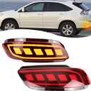 LED Rear Bumper Reflector Lamp Fog Light DRL Sequential Turn Signal Lamp Feature Kit for Lexus RX330 2004-2006 / RX350 2007-2009 / RX400h 2006 2007,Tail Lamp (Red)