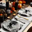 Set of 4 Halloween Placemat Decorations Gothic Place mats Set 12x18 Inch Vintage Washable Placemats for Home Party Kitchen Dining Holiday Decoration