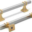 Homdiy 12 Pack 5 Inch(128 mm) Hole Centers Brushed Nickel and Gold Cabinet Pulls Silver and Gold Cabinet Handles Zinc Alloy Brushed Nickel and Brass Dresser Drawer Pulls Kitchen Drawer Handles