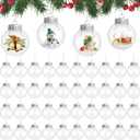 60Pcs Hanging Clear Plastic Fillable Ornaments Balls,2" Transparent Christmas Decoration Baubles,DIY Plastic Ornaments Round Balls for Christmas Tree,Birthday Party Decorations