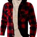 LeeHanTon Mens Flannel Jacket Heavyweight Sherpa Fleece Jackets Outdoor Hiking Casual Soft Warm Coat with Pockets (XL)