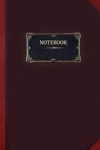 Antique Design Notebook - Dark Purple and Red - College Ruled 6"x9" Journal for School, Work or Personal Notes Golden Label: Vintage looking notebook for writing, compositions or other ideas
